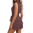 thumbnail image 4 of Mifsaly Womens Suits 2 Piece Set Dressy Sleeveless Wrap Blazer Top with Belt and High Waisted Shorts Elegant Office Work Summer Matching Outfits Purple,XXL, 4 of 6
