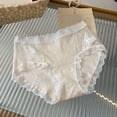 thumbnail image 2 of idosla Womens Underwear Sexy Briefs Bow Tie Bikini Lace Trim Low Rise Hipster Cotton Panties Panty Everyday (White, L), 2 of 3