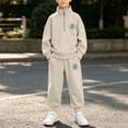 thumbnail image 4 of Xdegoge Tween Boys Clothes 2 Piece Outfits Long Sleeve Half Zip Pullover Sweatshirt and Athletic Jogger Sweatpants Set with Pockets Fall Winter Casual Sports Sets, 4 of 9