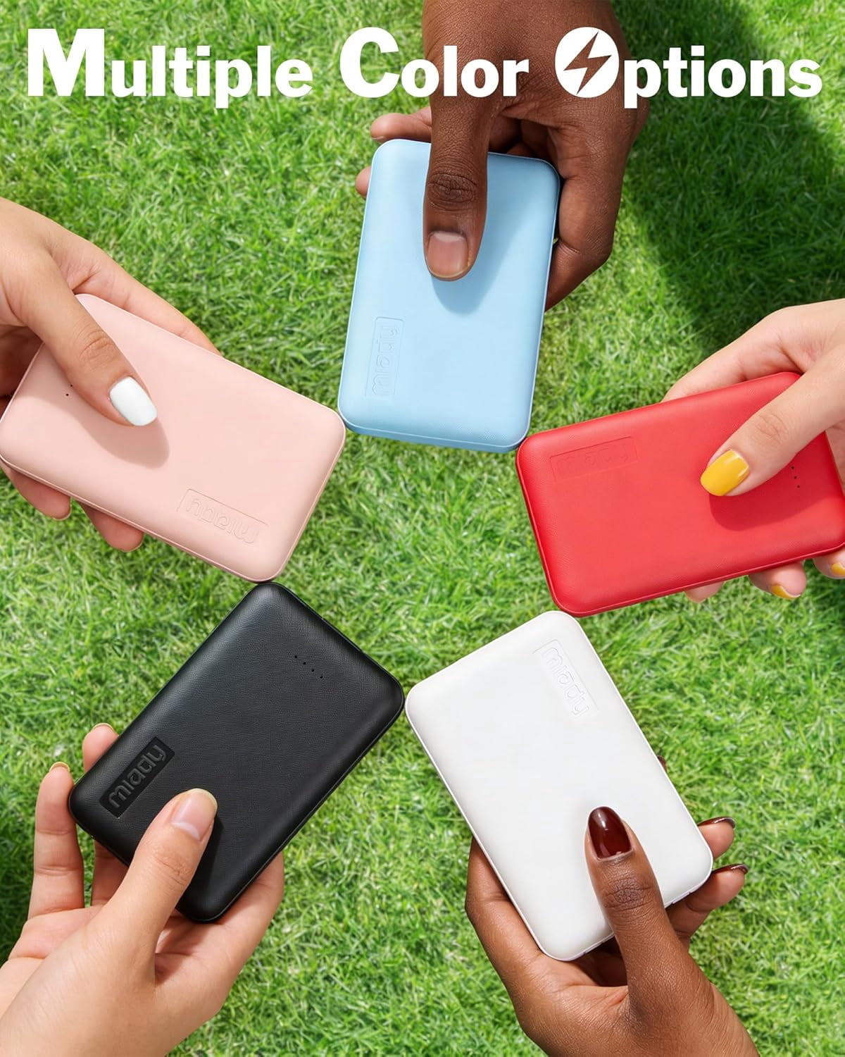 RGHJAR-2-Pack 5000mAh Mini Portable Charger, 5V 2.4A USB-C Output Fast Charging Battery Pack Travel Small Power Bank Compatible with iPhone 16/15 Galaxy S24/S22 iPad Android etc (2 White)