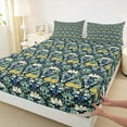 thumbnail image 3 of Homewish Chic Flowers 4 Pieces Queen Sheet Sets For Kids Teens Adults,Floral Blossoms Leaves Ultra Soft Flat Sheet,Retro Vintage Queen Fitted Sheet,Ultra Soft Home Decor, 3 of 7