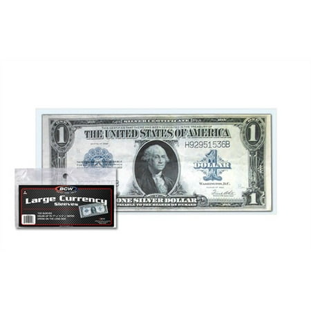 (100) US Currency Paper Money Bill Protector Sleeves for Large Older Bills by BCW