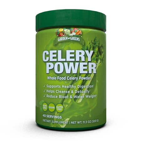 Garden Greens Celery Power Celery Juice Powder, Unflavored, Supports Healthy Digestion, 14 Oz. (40 Servings)