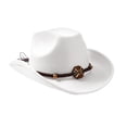 thumbnail image 3 of Casual Western Cowboy Hat Big Brim Photo Props Cosplay Fancy Dress Costume Sun Hats for Women Men ,Teens ,Outdoor ,Hiking, Camping White, 3 of 8