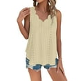 thumbnail image 2 of Yubnlvae Yellow Casual Solid Color Scallop V Neck Women's Vest Comfortable And Breathable V Neck Women's T Shirt, 5Xl, 2 of 7