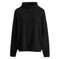 thumbnail image 4 of Comdrip Chandails Confortables pour Femmes Chandails Surdimensionnés Confortables en Tricot Col Rond Automne Chandail Tendance Tenues d'Automne Chandail Col Roulé Femmes, Noir m, 4 of 5