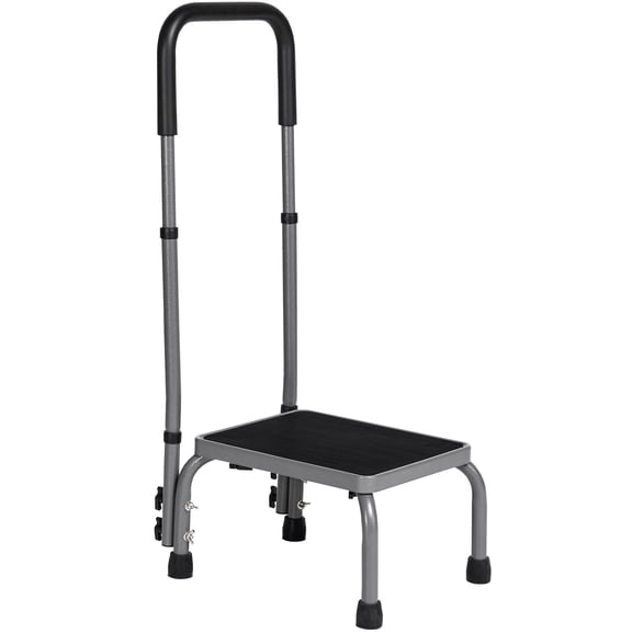 Naipo Step Stools for Adults Medical Footstool with handle for Seniors, Non-Slip Platform Adjustable Height Bedside Stair Stool Steel Holds up to 300 lbs, Gray