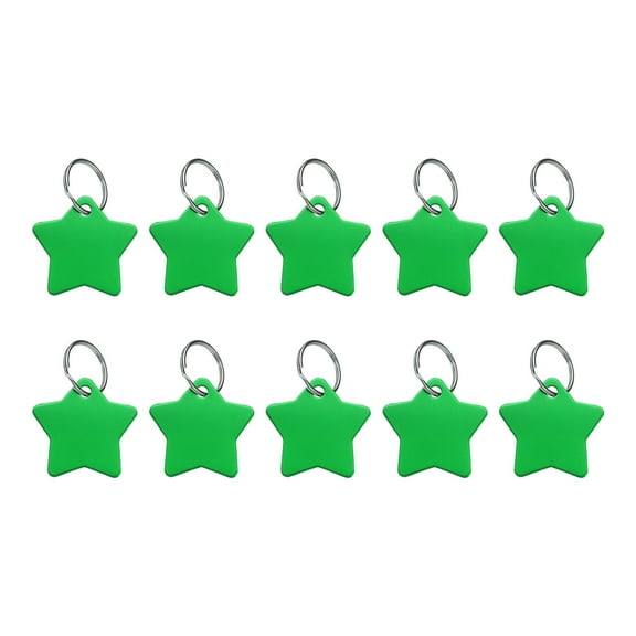Uxcell 10Pcs Aluminum Engraving Blanks Tags, Metal Blank Tags Stamping Pentagram with 10 Keychain Blank Bulk Dog Tag for DIY Personalized Pet Tag, Green
