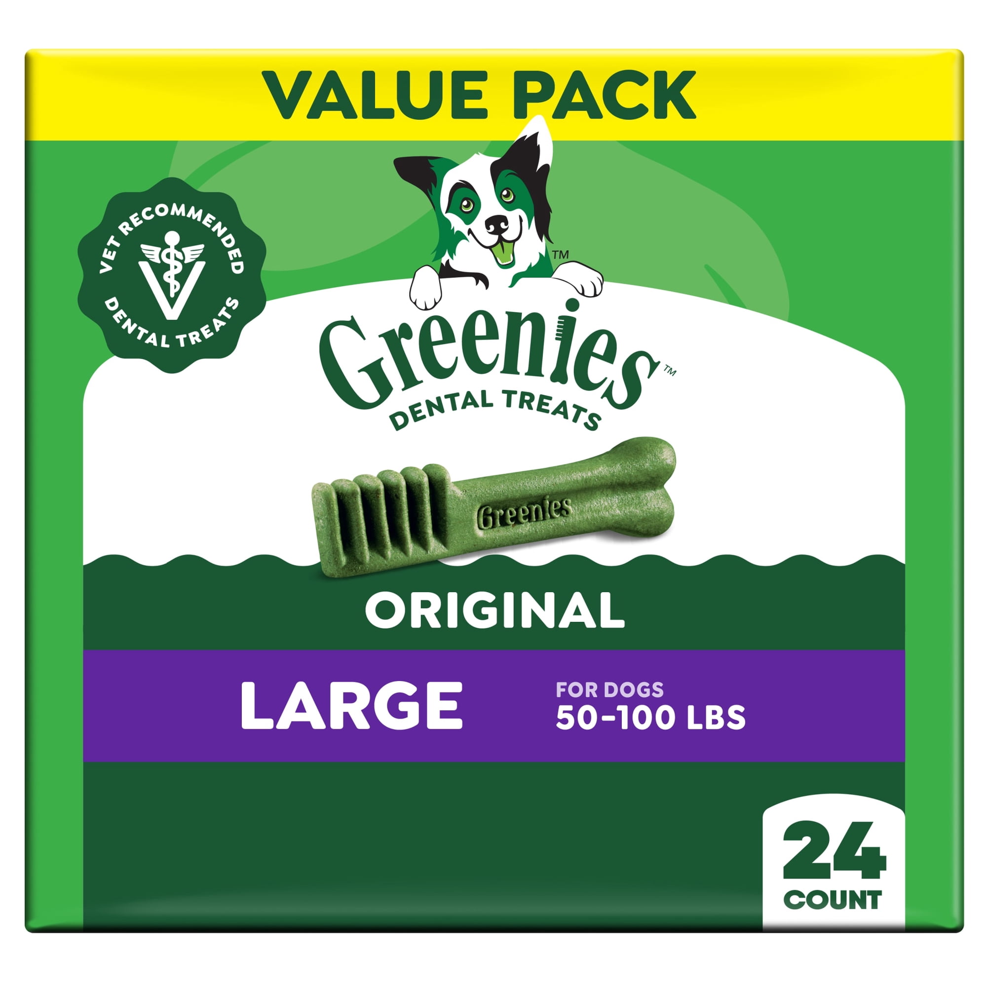 Greenies Original Large Natural Dog Dental Care Dog Treats, 36 oz (24 Treats)