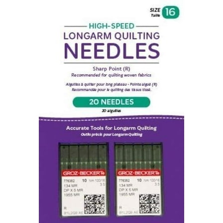 Handi Quilter Longarm Quilting Needles, Size 16, High-Speed Sharp Point, 20 Piece