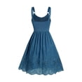 thumbnail image 6 of A-line hole mini flower embroidered sleeveless lace-up dress parachute summer casual women's robe-Blue-XXXL, 6 of 6