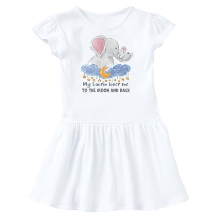 

Inktastic My Cousin Loves me to the Moon and Back Elephant Family Gift Toddler Girl Dress