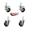 thumbnail image 2 of 3 Inch Black Polyurethane Wheel Swivel 7/8 Inch Square Stem Caster Set 2 Brakes, 2 of 2
