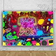 SUNOLIFE 8x6ft,80's Party Backdrops Banner Back to The 70s 90s Photography Background Party Decorations