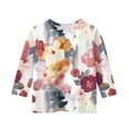 thumbnail image 4 of Girls Printed Tops 3/4 Sleeve Crew Neck Casual Daily Summer Teen Blouses, 4 of 4