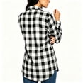 thumbnail image 5 of TRUNZI Women's Button Down Plaid Shirts Long Sleeves Lapel Collar Casual Regular Fit Shackets with Chest Pocket,Black,Size L, 5 of 8