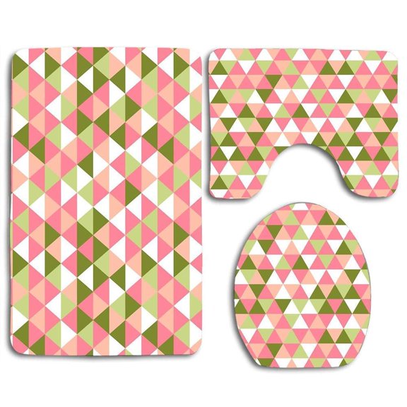 GOHAO Triangle 3 Piece Bathroom Rugs Set Bath Rug Contour Mat and Toilet Lid Cover