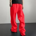 thumbnail image 3 of Kixjoy Mens Pink Baggy Sweatpants Wide Leg Big and Tall Elastic Waist Pants Open Bottom Drawstring Lounge Sweatpant Winter Plain Lightweight Joggers for Men with Pockets, Hot Pink S, 3 of 9