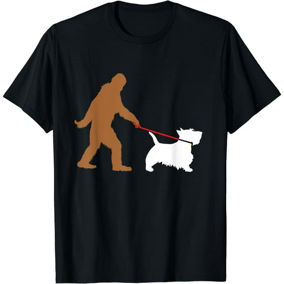 Bigfoot Walking Scottie Scottish Terrier Dog Sasquatch Shirt T-Shirt