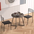 thumbnail image 3 of VECELO 3 Piece Dining Table Set with 2 Chairs, Small Kitchen Table Set for 2, Metal Frame and Wood Table Set for Dining Room, Living room, Small Spaces, Marble Black, 3 of 10