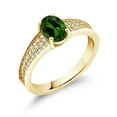 thumbnail image 2 of Gem Stone King 18K Yellow Gold Plated Silver Green Chrome Diopside Engagement Ring for Women (1.68 Cttw, Oval 8X6MM, Gemstone Birthstone, Size 6), 2 of 4