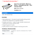 thumbnail image 2 of Spare Tire Jack Handle / Wheel Lug Wrench - Compatible with 2001 - 2019 Chevy Tahoe 2002 2003 2004 2005 2006 2007 2008 2009 2010 2011 2012 2013 2014 2015 2016 2017 2018, 2 of 2