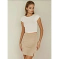 thumbnail image 4 of High Waist Mini Suede Skirt with Slit, 4 of 6