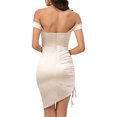 thumbnail image 2 of Faithtur Femmes Enveloppé Robe Courte, Sans Manches sur l'Épaule Couleur Unie V Cou Cordon Robe d'Été de Fête Décontractée, 2 of 6