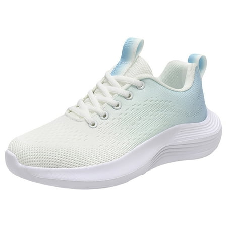 Fauean Women Sneakers Cute Gradient Mesh Breathable Lace up Casual Shoes Daily Wear Sky Blue Size 39
