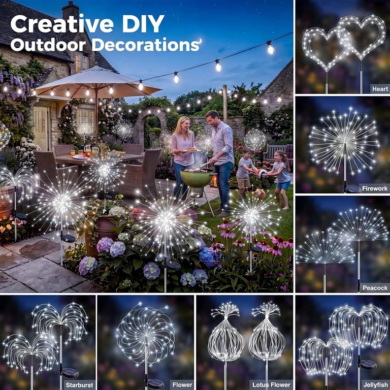 Solar Firework Lights Outdoor 3-Pack – 120 LED Starburst Garden Lights With 8 Modes, Waterproof, Auto Dusk-to-Dawn For Patio & Lawn