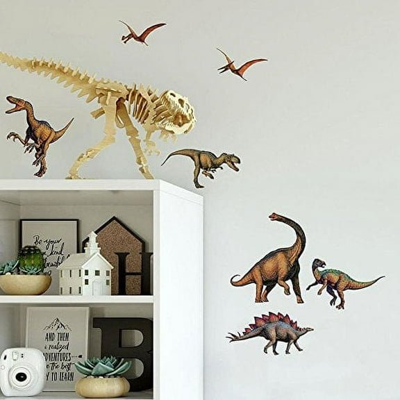 RoomMates RMK1043SCS Dinosaurs Peel & Stick Wall Decals, 16 Count