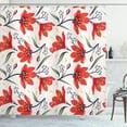 thumbnail image 1 of Ambesonne Floral Shower Curtain, Vintage Tulip Flowers, 69"Wx70"L, Peach Green and Red, 1 of 3