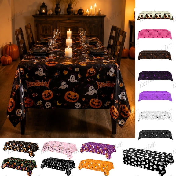 Yeciiwht Halloween Disposable Tablecloth – 54*108 in Table Cloth Halloween Table Cover for Parties, Indoor Outdoor Use, Festive Holiday Decor
