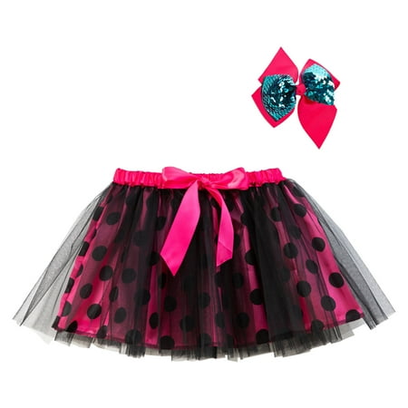 

Kids Girls Ballet Skirts Party Dot Patchwork Colour Tulle Dance Skirt Hairpin Set Girls Size 10-12