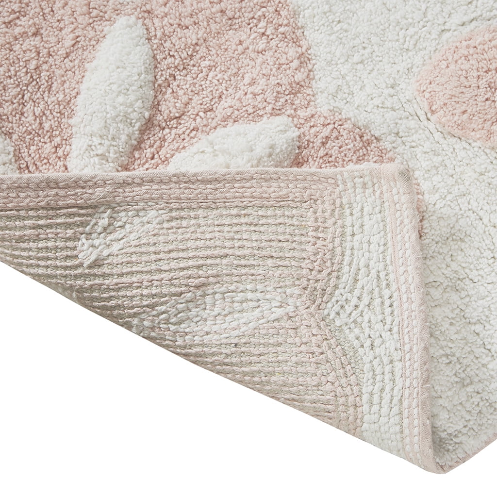 MAYEERTY Medallion Cotton Tufted Round Bath Rug，Pink