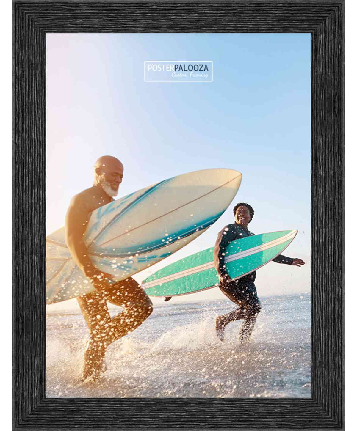 18x24 Black Rustic Thin Barnwood Picture Frame - UV Acrylic, Foam Board Backing, Hanging Hardware