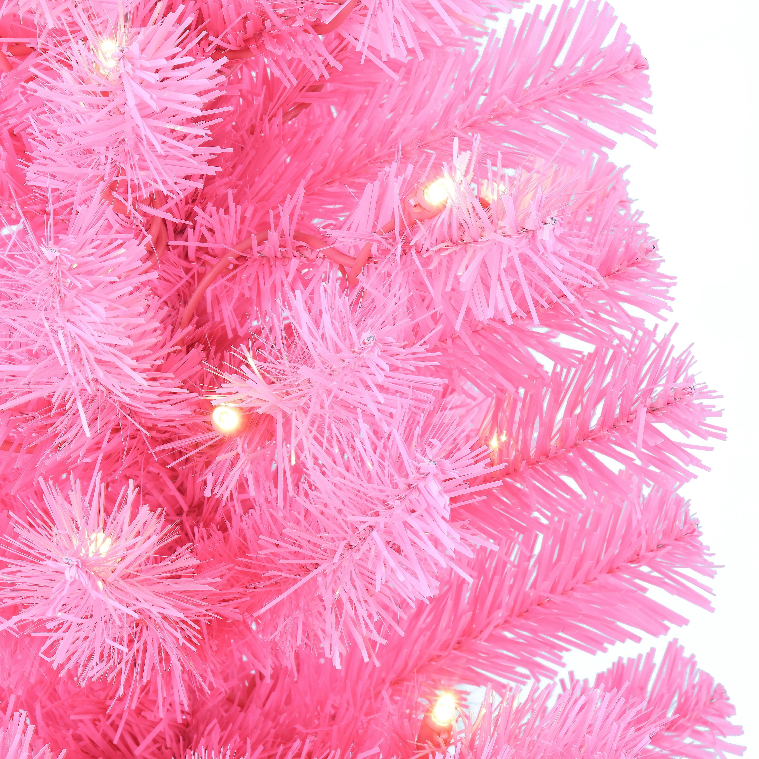 2' Small Pre-Lit Pink Artificial Christmas Tree with 35 Warm White LED Lights and Stand, by Holiday Time