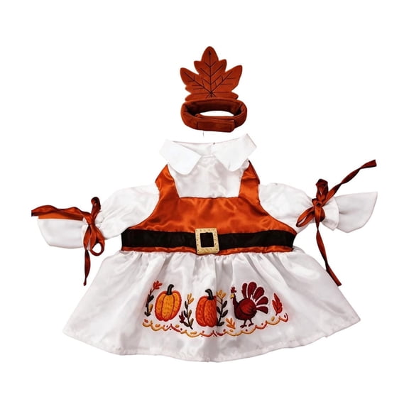 XIA0LE 23 Inch Thanksgiving Porch Goose Outfit Dress, Fall Pumpkin Turkey Embroidery Goose Costume, Large Porch Goose Statue Clothes, Autumn Harvest Farmhouse Front Door Goose Decor
