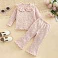 thumbnail image 2 of NIEWTR Kids Sweatsuit Set Girls Toddler Baby Girl Fall Winter Long Sleeve Crewneck Shirt with Elastic Waist Pajama Set Daily Wear Comfy Loungewear Soft for 3T 4T(A-Pink,18-24 Months), 2 of 9