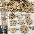 thumbnail image 2 of 100Pcs Christmas Snowflakes Wooden Pendants Xmas Tree Ornaments Home Hanging Decor, 2 of 5