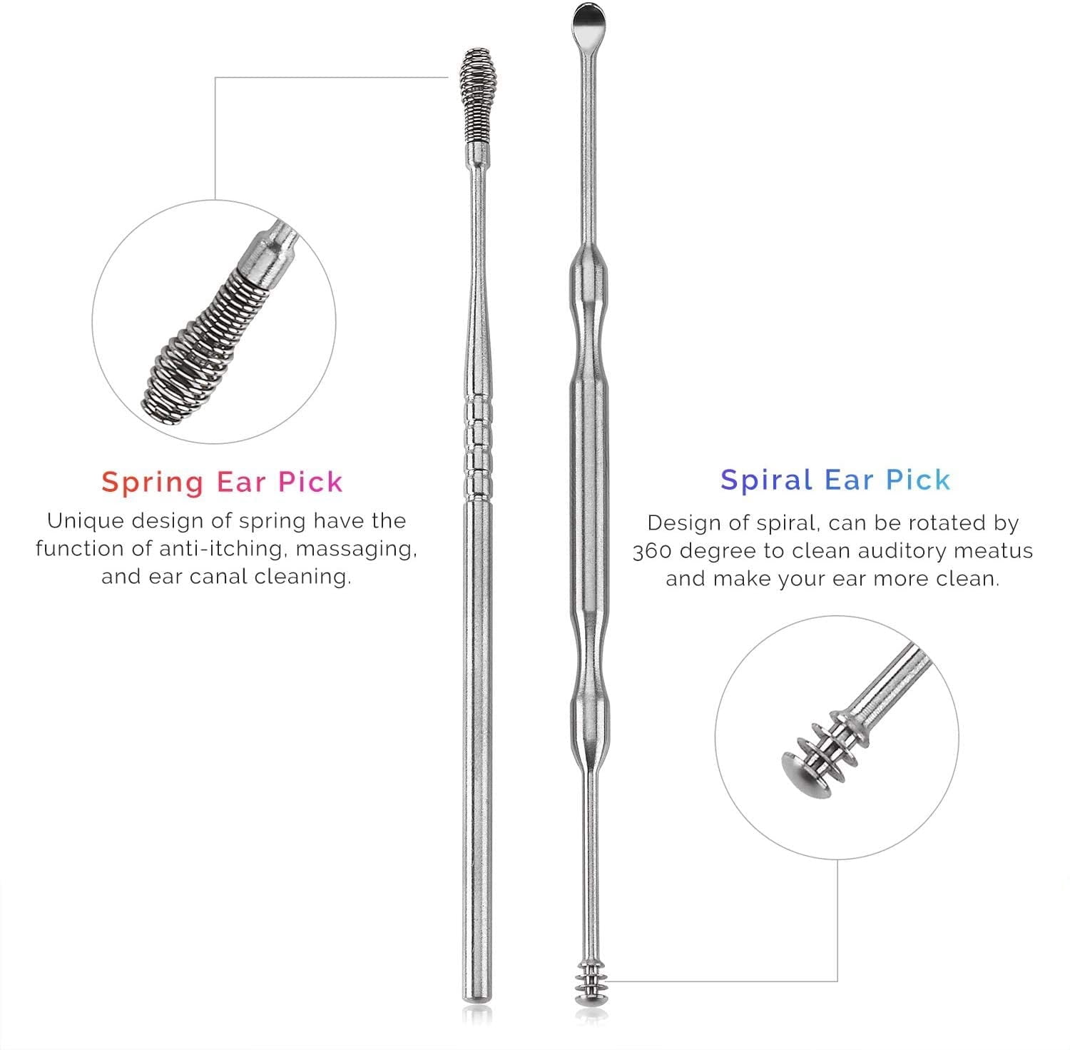 MEDca Ear Wax Removal Kits - Pack of 2-6 Piece Ear Cleansing Tool Set