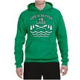 thumbnail image 2 of Wild Bobby, Life Is Better At The Lake, Unisex Graphic Hoodie Sweatshirt, Kelly, 3X-Large, 2 of 4