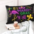 thumbnail image 4 of Cauagu Mardi Gras with Flamingo Print Pillow Covers with Envelope Closure,1PC Pillow Cases Decorative Pillow Case for Bed & Couch, Pillows Not Included-20"x30", 4 of 6