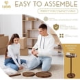 thumbnail image 6 of Small Round Accent Table with Phone Holder & Coasters - Natural Wood Finish, 6 of 9