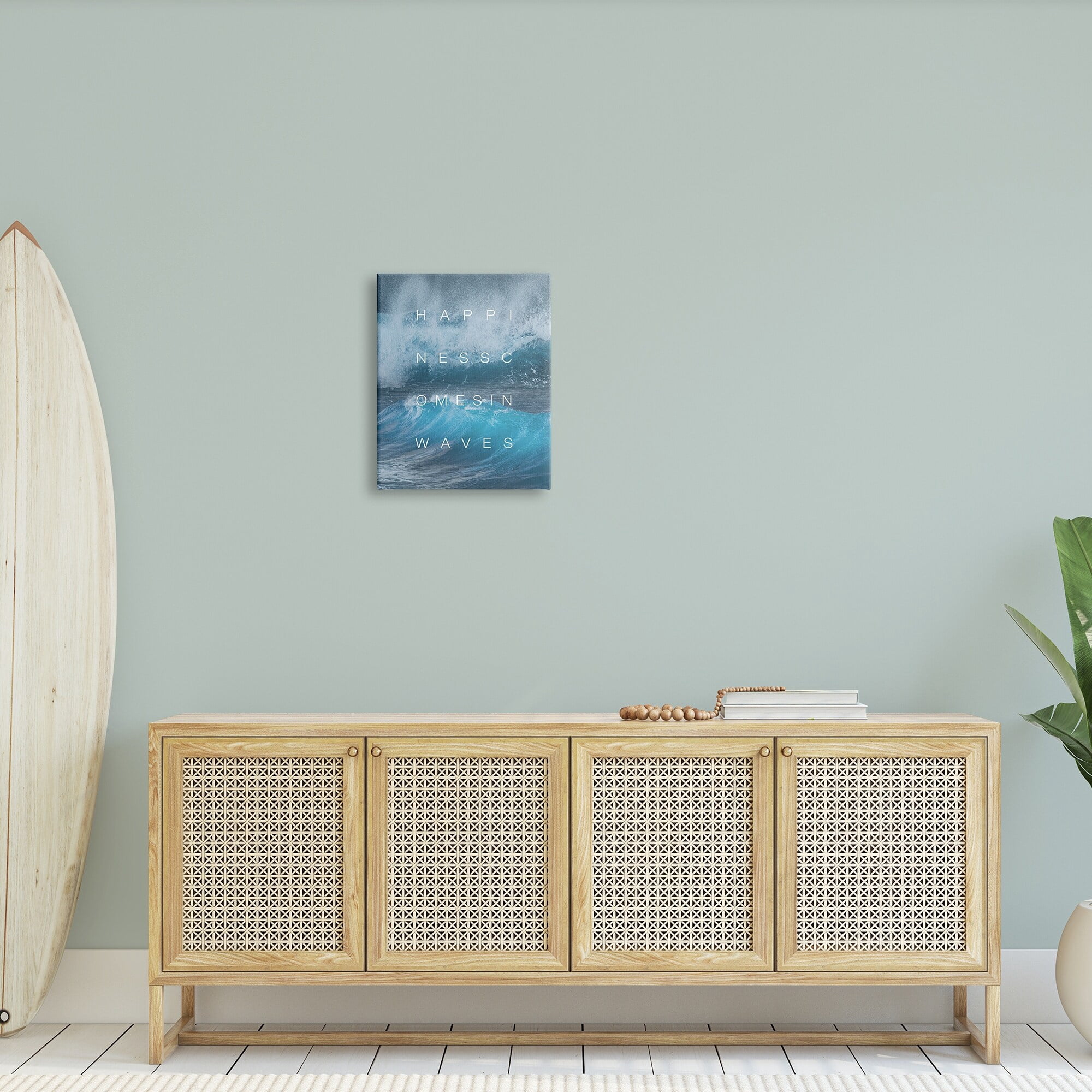 Stupell Industries Happiness Comes in Waves Nautical Phrase Blue Waves, 30 x 40,Design by Daphne Polselli