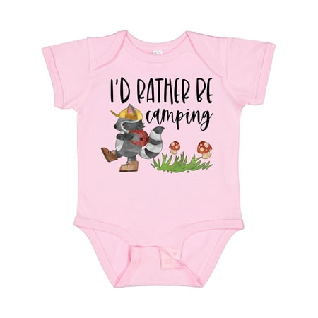 

Inktastic I d Rather Be Camping- Raccoon with Backpack Gift Baby Boy or Baby Girl Bodysuit