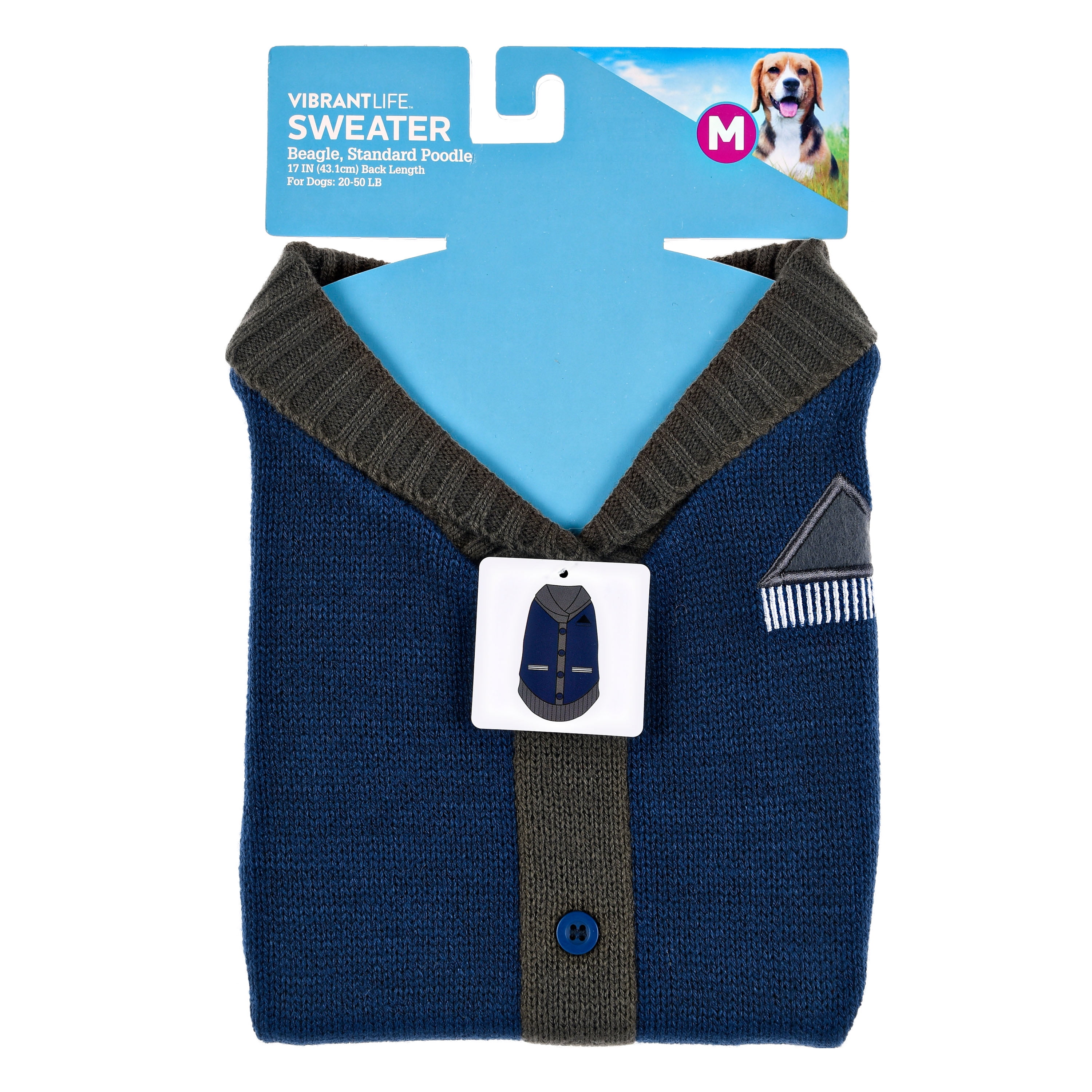 Vibrant Life Blue Classic Dog Sweater, Small