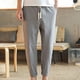 thumbnail image 5 of Puntoco Pantalones casuales largos para hombre Pantalones casuales de algodón con cordón y color sólido lavados con pierna recta y recortados para exteriores, 5 of 5
