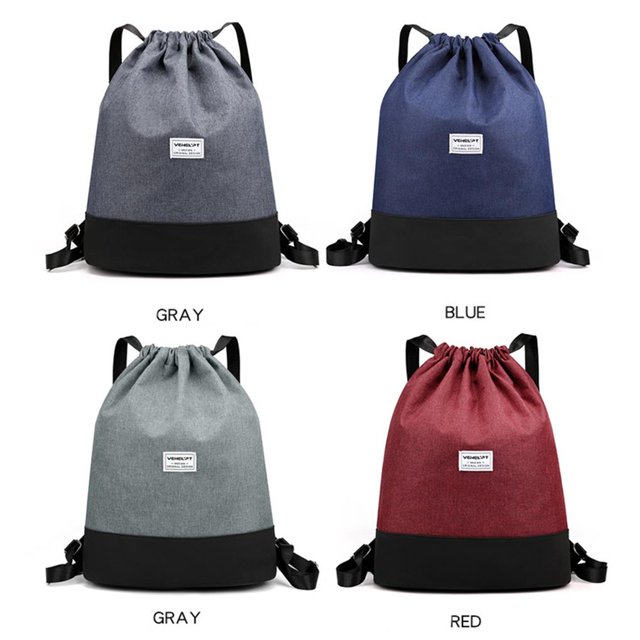stanreset Drawstring Backpack Daypack Waterproof Gymsack Sports Gym Bag Pouch Backpack with Inner Zipper Pocket for Women Men Red wine