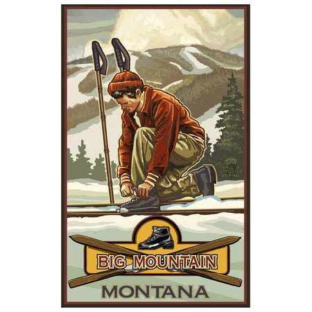 Classic Binding Skier Big Mountain Montana Travel Art Print Poster by Paul A. Lanquist (12